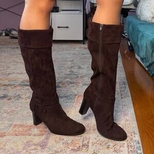 Vintage Y2K brown suede heeled boots